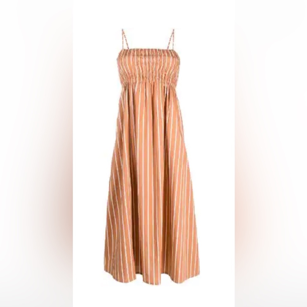 organic-cotton striped midi dress